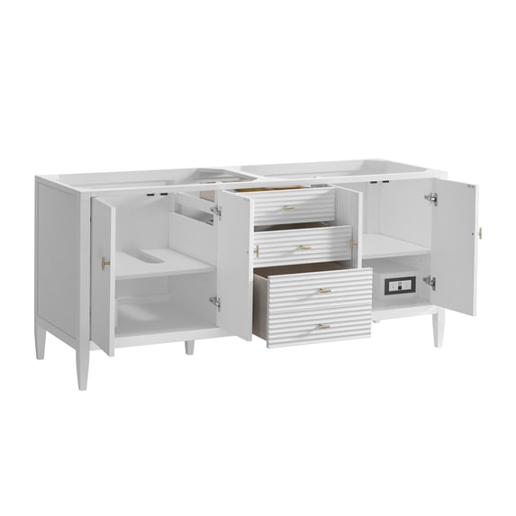 James Martin Vanities 485-V72-BW Myrrin 72" Double Basin Wood Vanity Cabinet Only - White