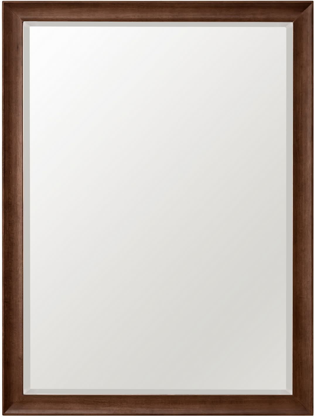 Mid-Century Walnut 40" x 30" Rectangular Wood Bathroom Mirror