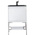 thumbnail image 1 of James Martin Vanities 23.6" Single Vanity Cabinet, Glossy White, Brushed Nickel Composite Top, 1 of 7