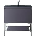 thumbnail image 1 of James Martin Vanities 35.4" Single Vanity Cabinet, Modern Grey Glossy, Brushed Nickel Composite Top, 1 of 7