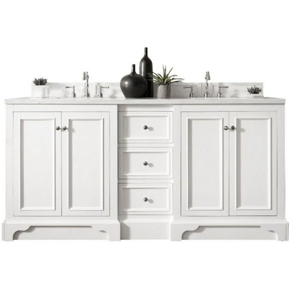 James Martin Vanities 825-V72-3Ejp De Soto 72" Double Basin Birch Wood Vanity Set - White