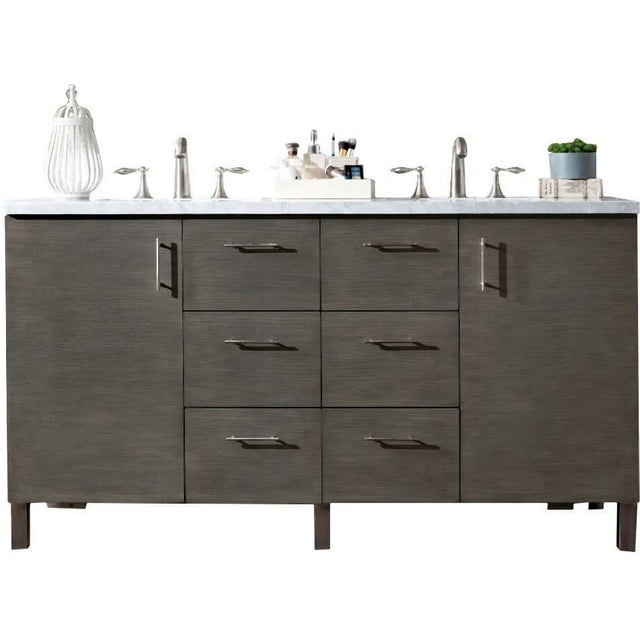 James Martin Vanities 850-V60d-3Af Metropolitan 60" Free Standing Or Wall Mounted /