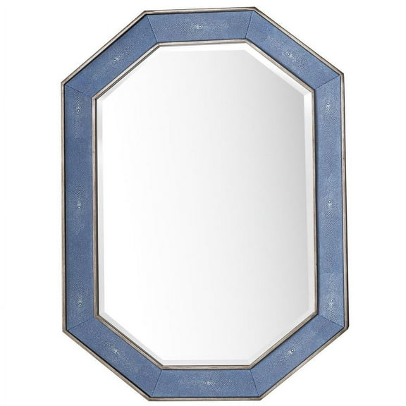 James Martin Vanities Tangent 30" Mirror, Silver w/ Delft Blue