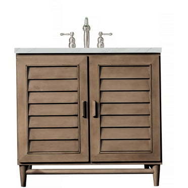 James Martin Vanities 983-V59d-W-N Mercer Island 59" Wall Mounted Double Basin Wood Vanity