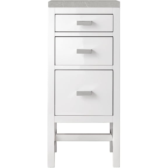 James Martin Vanities Addison 15" Base Cabinet w/ Drawers, Glossy White w/ 3 CM Eternal Serena Top