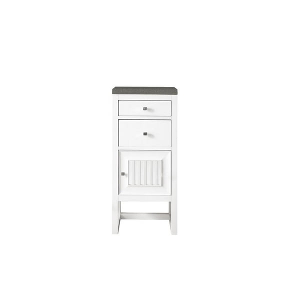 James Martin Vanities Athens 15" Cabinet w/ Drawers & Door, Glossy White w/ 3 CM Grey Expo Quartz Top