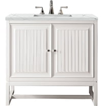James Martin Vanities Athens 36" Single Vanity Cabinet, Glossy White, w/ 3 CM Ethereal Noctis Top
