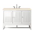 thumbnail image 1 of James Martin Vanities Athens 48" Single Vanity Cabinet, Glossy White, w/ 3 CM Eternal Marfil Top, 1 of 5