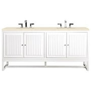 James Martin Vanities Athens 72" Double Vanity Cabinet, Glossy White, w/ 3 CM Eternal Marfil Top