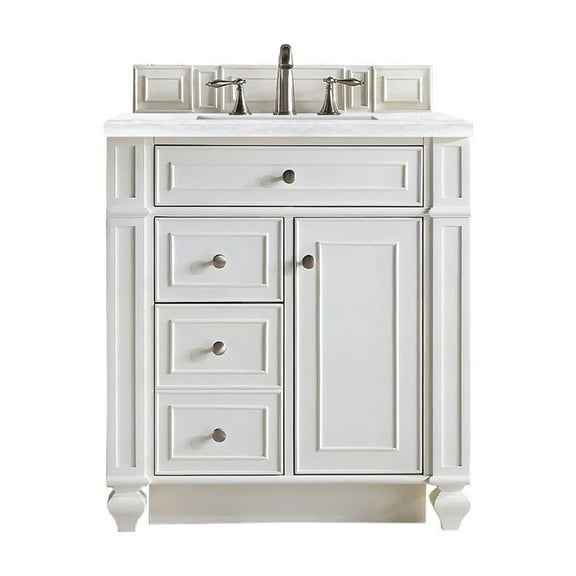 James Martin Vanities Bristol 30" Single Vanity, Bright White, w/ 3 CM Arctic Fall Solid Surface Top