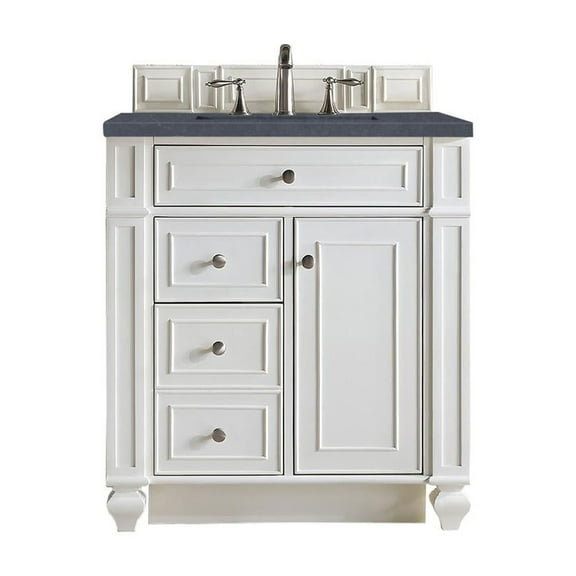 James Martin Vanities Bristol 30" Single Vanity, Bright White, w/ 3 CM Charcoal Soapstone Quartz Top
