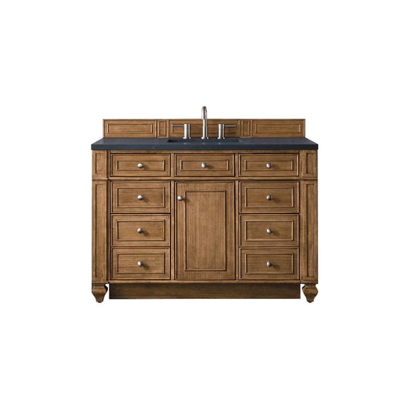 James Martin Vanities Bristol 48" Single Vanity, Saddle Brown, w/ 3 CM Charcoal Soapstone Quartz Top