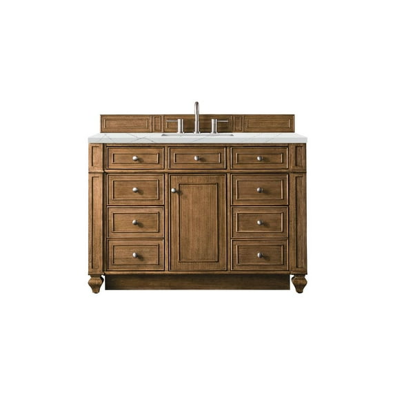James Martin Vanities Bristol 48" Single Vanity, Saddle Brown, w/ 3 CM Ethereal Noctis Quartz Top
