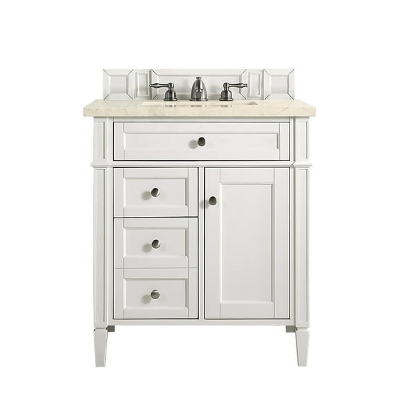 James Martin Vanities 30" Single Vanity, Bright White, w/ 3 CM Eternal Marfil Quartz Top