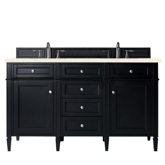 James Martin Vanities Brittany 60" Black Onyx Double Vanity w/ 3 CM Eternal Marfil Quartz Top