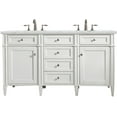 thumbnail image 1 of James Martin Vanities Brittany 60" Bright White Double Vanity w/ 3 CM Ethereal Noctis Quartz Top, 1 of 7