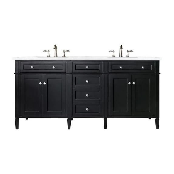 James Martin Vanities Brittany 72" Black Onyx Double Vanity w/ 3 CM Arctic Fall Solid Surface Top