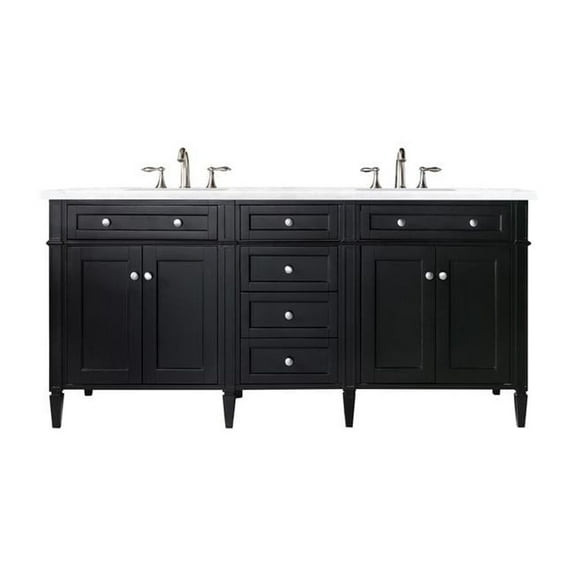 James Martin Vanities Brittany 72" Black Onyx Double Vanity w/ 3 CM Arctic Fall Solid Surface Top
