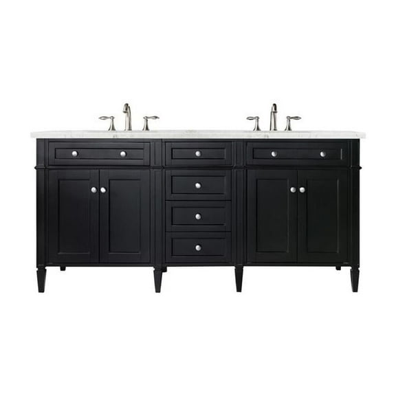 James Martin Vanities Brittany 72" Black Onyx Double Vanity w/ 3 CM Eternal Jasmine Pearl Quartz Top