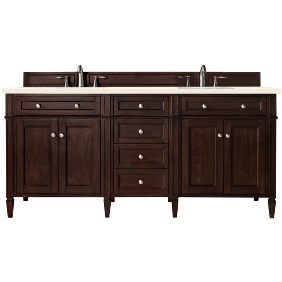 James Martin Vanities 650-V72-3Emr Brittany 72" Double Basin Poplar Wood Vanity Set - Wood