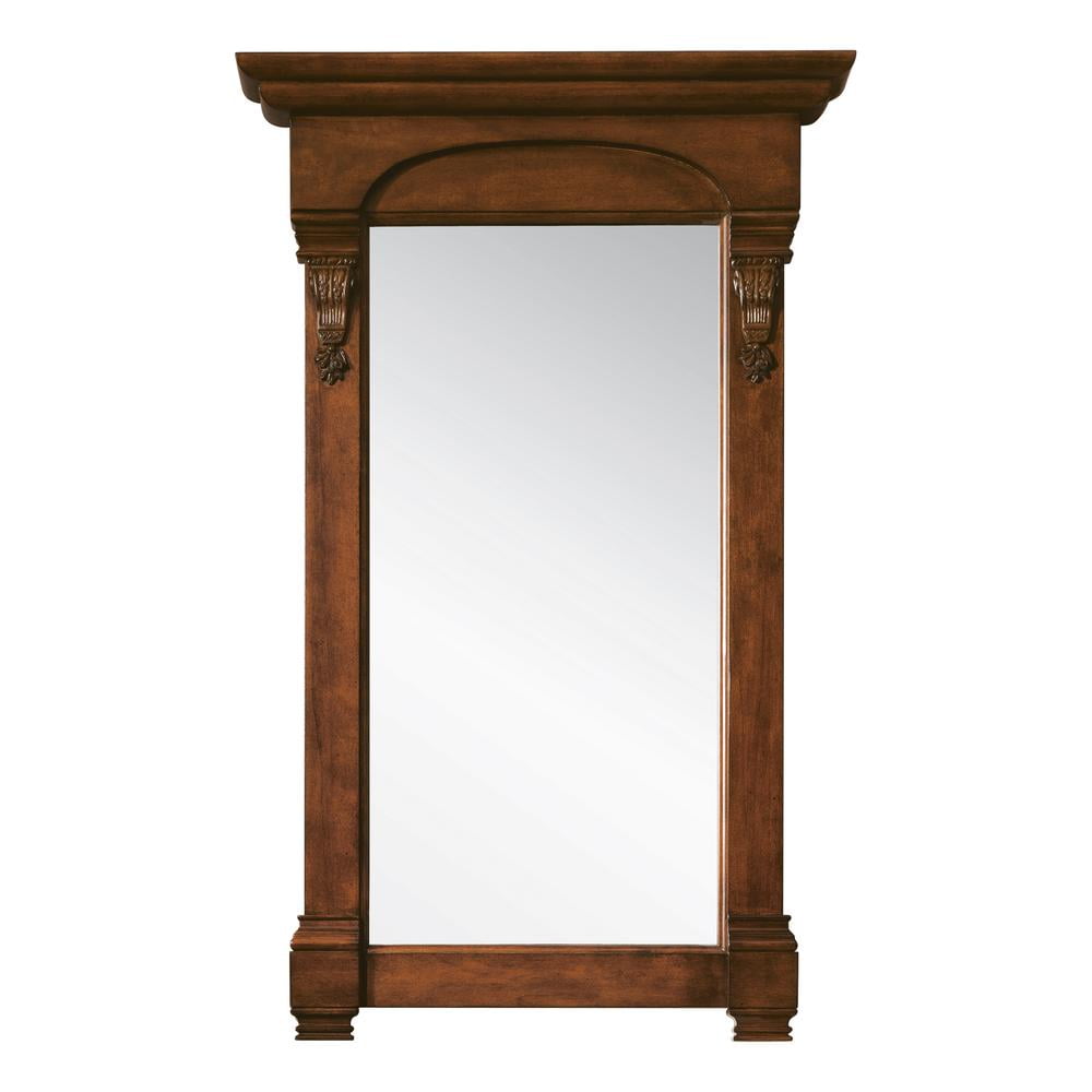 Warm Cherry Rectangular Wood Framed Bathroom Vanity Mirror