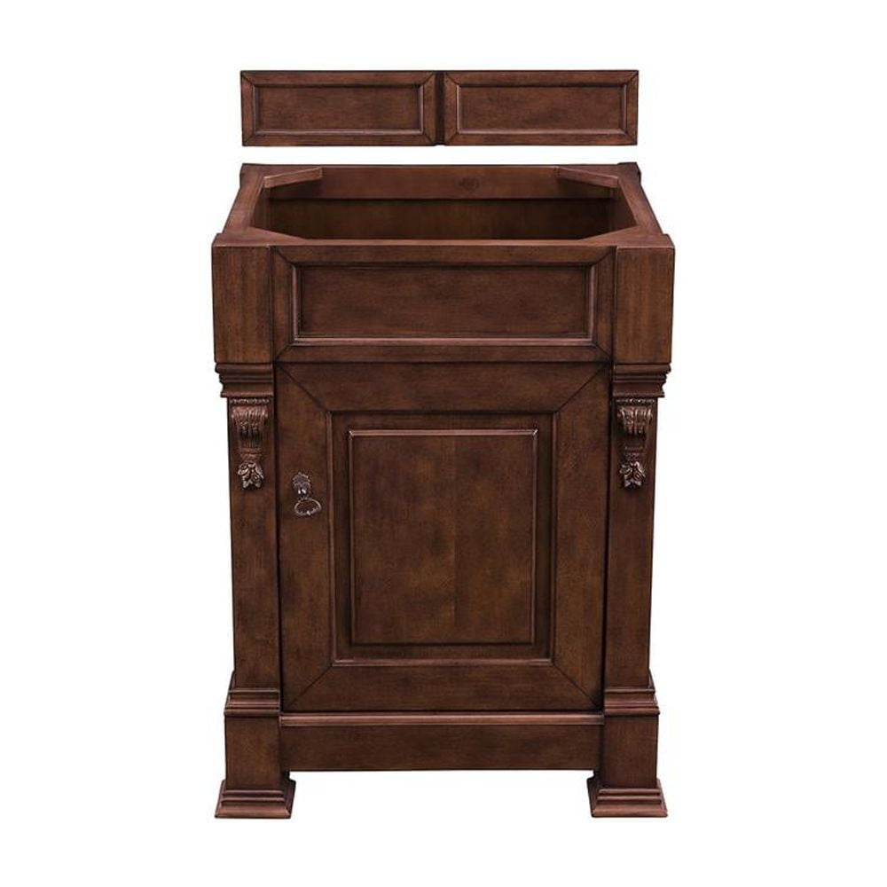 Brookfield Warm Cherry Solid Wood Single Vanity Base with Decorative Backsplash