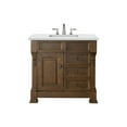 thumbnail image 1 of James Martin Vanities Brookfield 36" Single Vanity, Country Oak w/ 3 CM Ethereal Noctis Quartz Top, 1 of 7