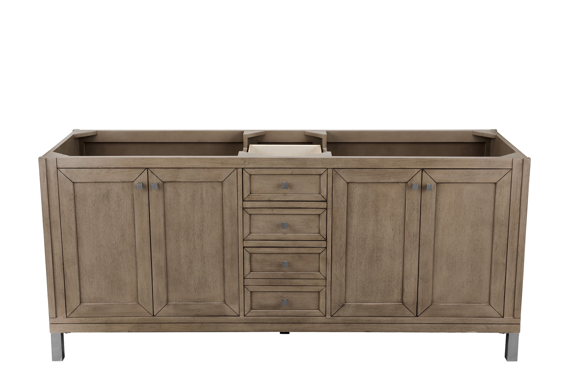 72" Whitewashed Walnut Double Vanity with Solid Surface Top