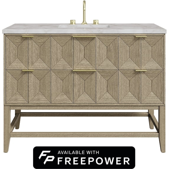 James Martin Vanities D100-V48-PBO-FVSL Emmeline 48" Free Standing Single Basin Ash Wood