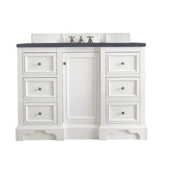 James Martin Vanities De Soto 48" Single Vanity, Bright White w/ 3 CM Charcoal Soapstone Quartz Top