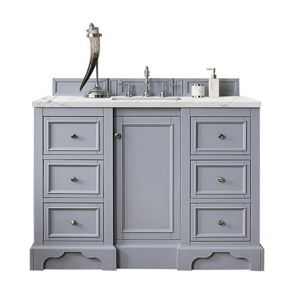 James Martin Vanities De Soto 48" Single Vanity, Silver Gray w/ 3 CM Ethereal Noctis Quartz Top