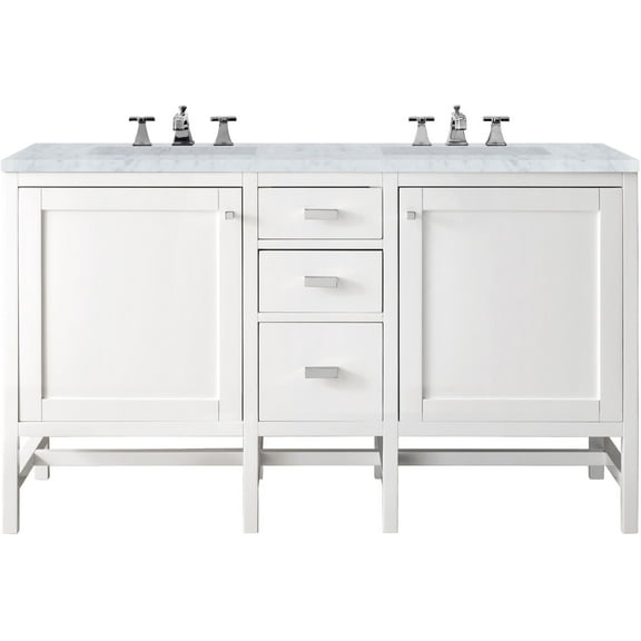 James Martin Vanities E444-V60d-3Car Addison 60" Free Standing Double Basin Hardwood