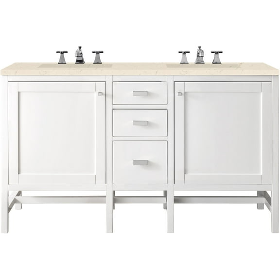 James Martin Vanities E444-V60d-3Emr Addison 60" Free Standing Double Basin Hardwood