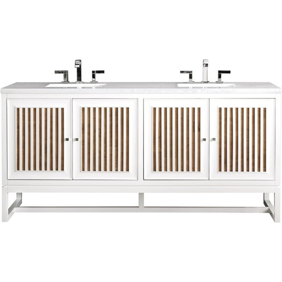 James Martin Vanities E645-V72-3Af Athens 72" Free Standing Double Wood Vanity Set - White