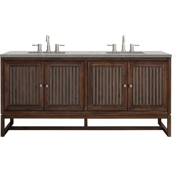 James Martin Vanities E645-V72-3Esr Athens 72" Free Standing Double Wood Vanity Set - Mid