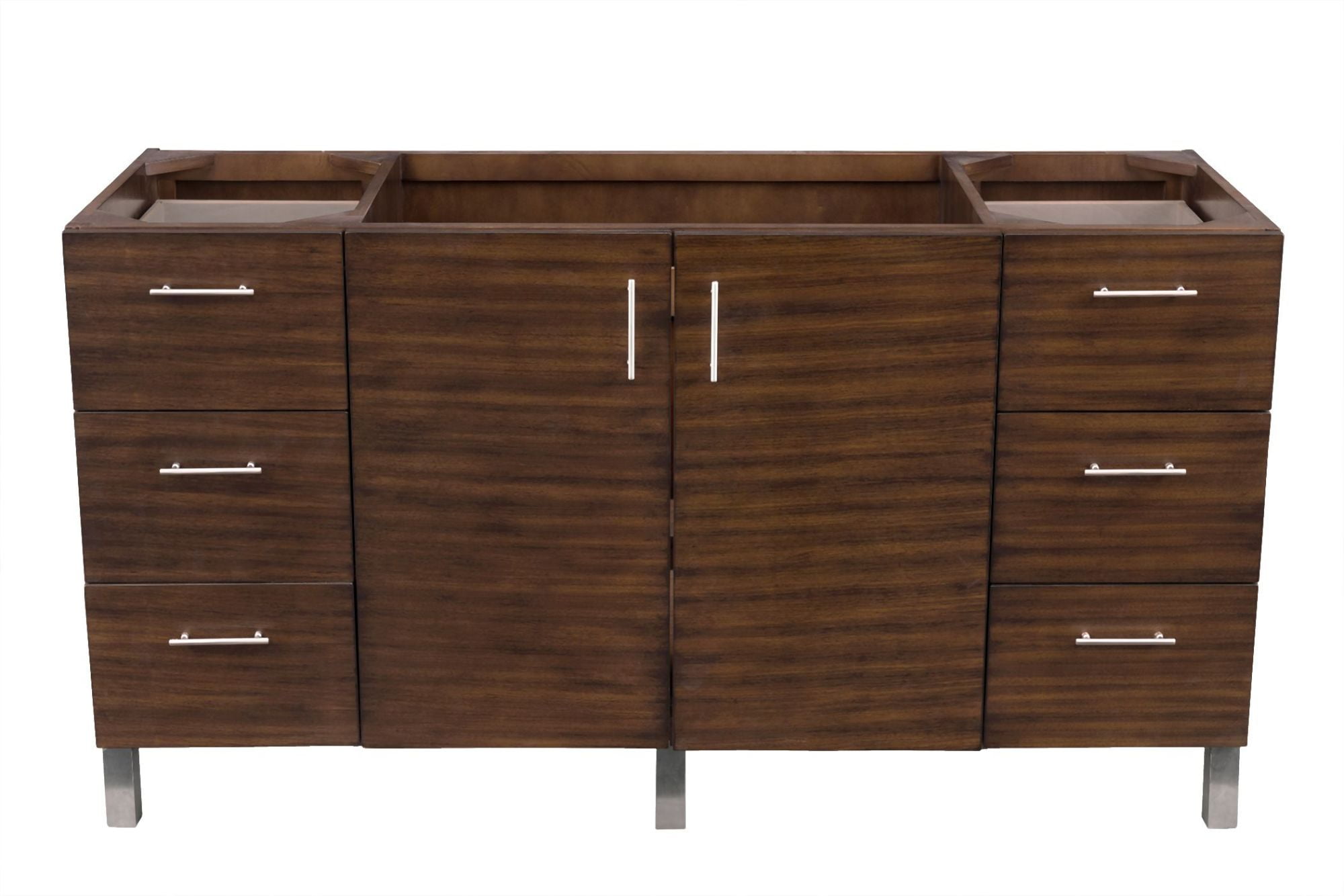 Metropolitan 60" Walnut Single Vanity with Solid Surface Top