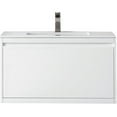thumbnail image 1 of James Martin Vanities Milan 35.4" Single Vanity Cabinet, Glossy White w/Glossy White Composite Top, 1 of 7