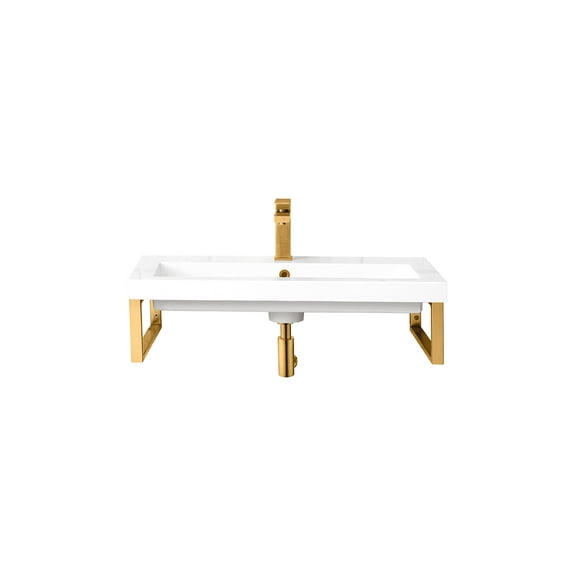 James Martin Vanities Two 15 1/4" Wall Brackets, Radiant Gold w/31.5" Composite Countertop