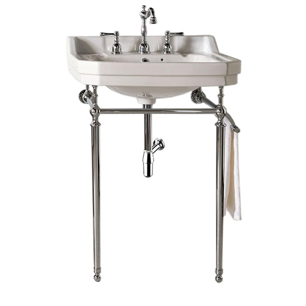 Wellington 24" White Ceramic Console Sink with Chrome Stand