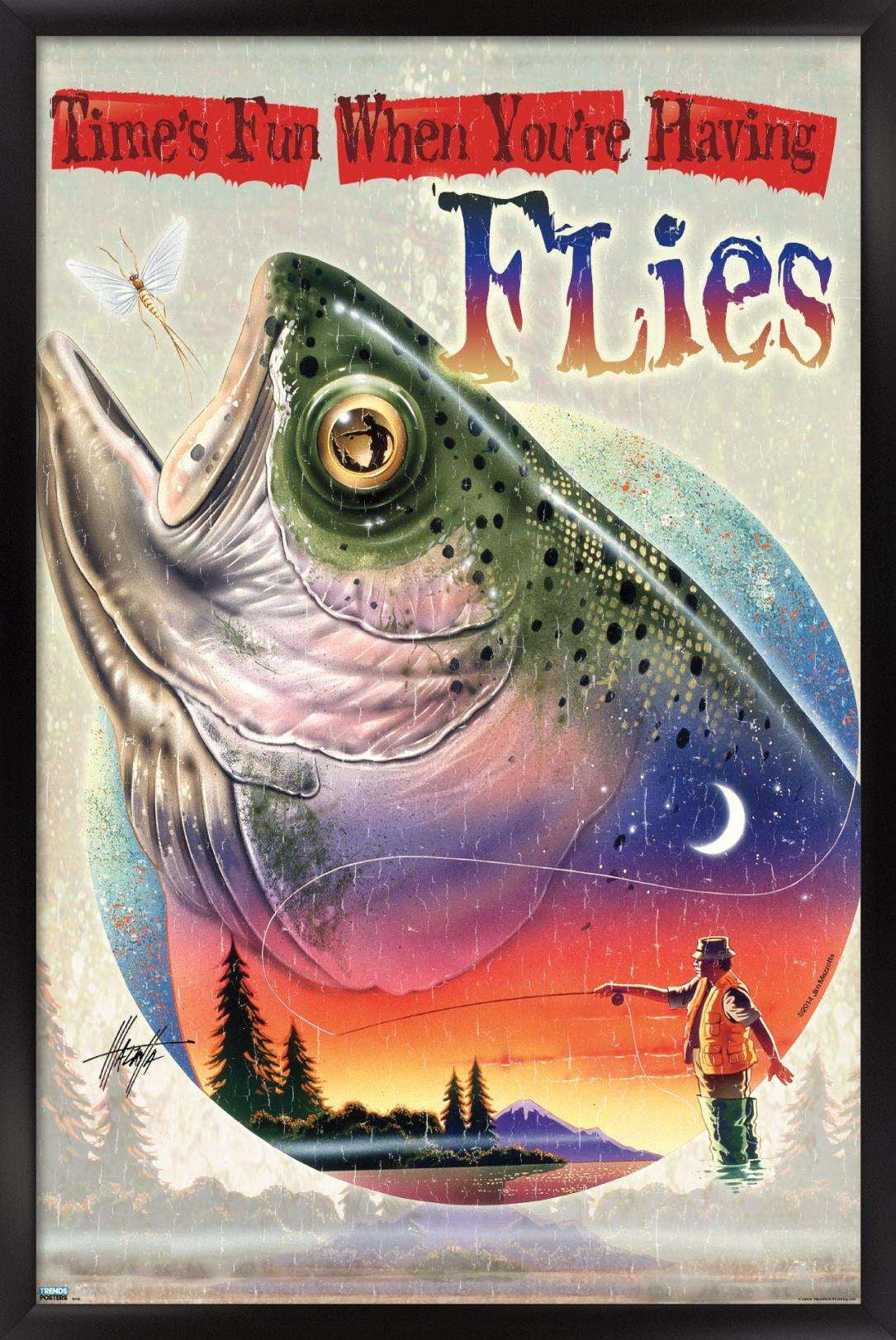 James Mazzotta - Bass Fly Fish Wall Poster, 22.375" x 34", Framed