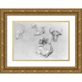 thumbnail image 1 of James McDougal Hart 24x18 Gold Ornate Framed and Double Matted Museum Art Print Titled - Studies of Cows and Calves (1872), 1 of 4