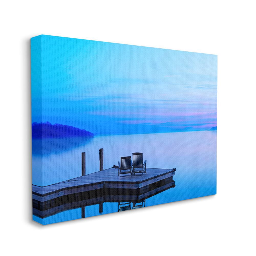 James McLoughlin Lake Landscape Purple Blue Photograph 30" x 24" Painting Canvas Art Print, by Stupell Home Décor