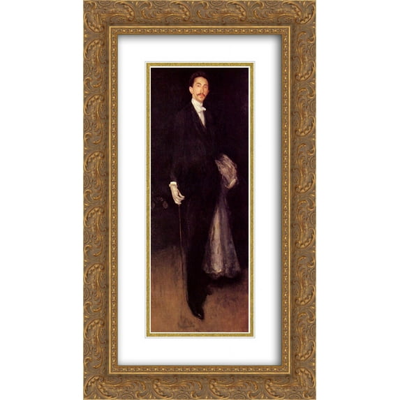 James McNeill Whistler 2x Matted 14x24 Gold Ornate Framed Art Print 'Arrangement in Black and Gold'