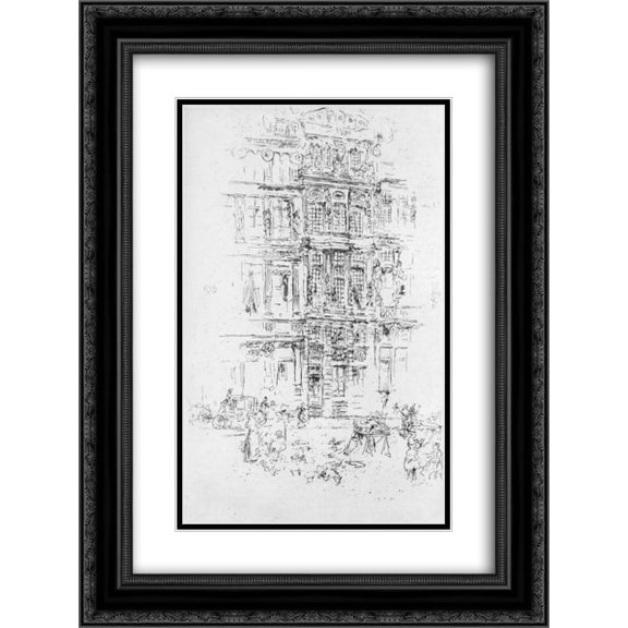 James McNeill Whistler 2x Matted 18x24 Black Ornate Framed Art Print 'Palaces, Brussels'