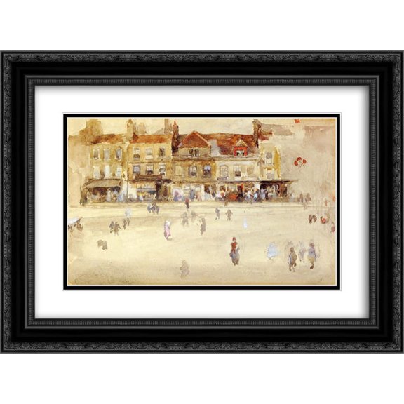 James McNeill Whistler 2x Matted 24x18 Black Ornate Framed Art Print 'Chelsea Shops'