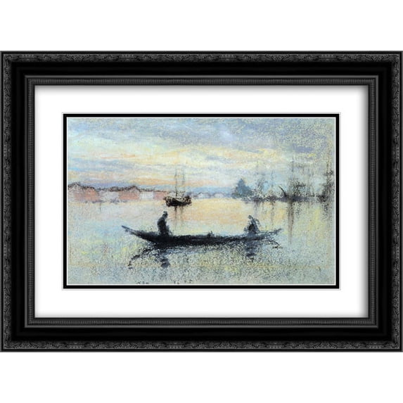 James McNeill Whistler 2x Matted 24x18 Black Ornate Framed Art Print 'Note in Flesh Colour The Guidecca'