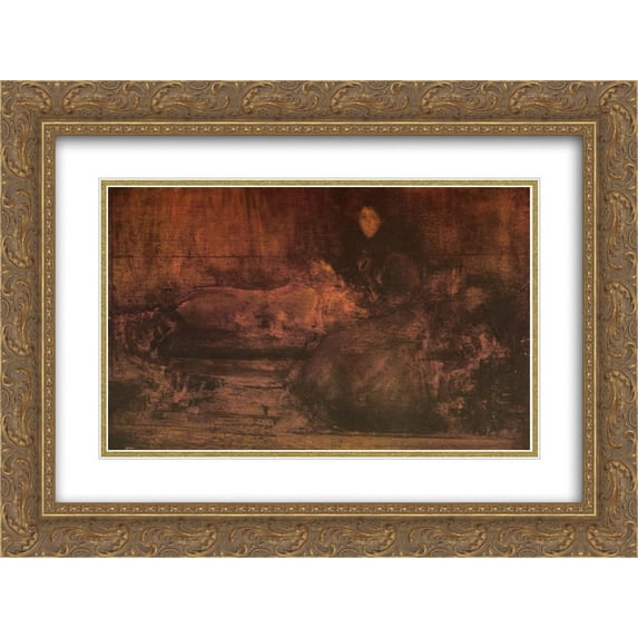 James McNeill Whistler 2x Matted 24x18 Gold Ornate Framed Art Print 'Brown and Gold Portrait of Lady Eden'