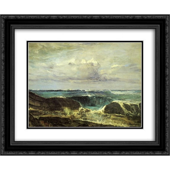 James McNeill Whistler 2x Matted 24x20 Black Ornate Framed Art Print 'Blue and Silver - The Blue Wave Biarritz'
