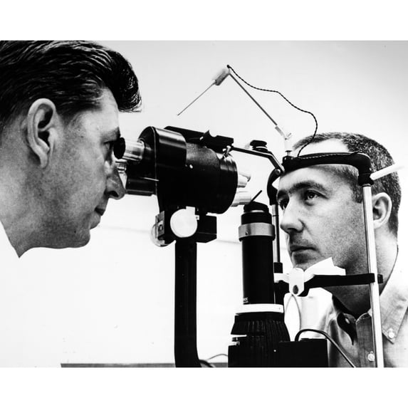 James Mcdivitt. Nastronaut James Mcdivitt Command Pilot Of The Gemini Iv Flight Receiving An Eye Exam From Dr.