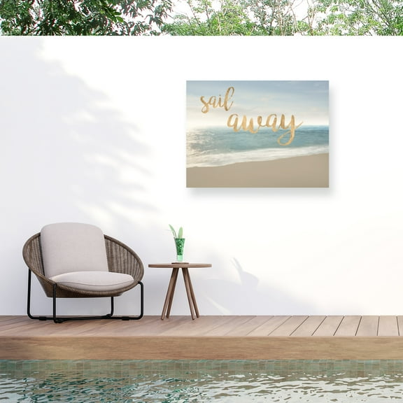 James Mcloughlin 'Beach Sail Away' Outdoor Canvas 14x19